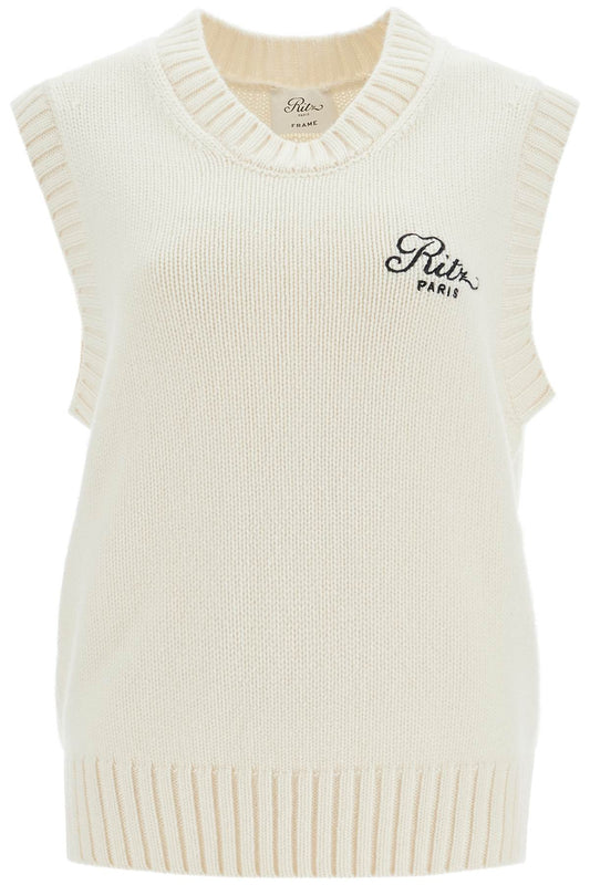 Cashmere Vest With Frame Design For Ritz  - White