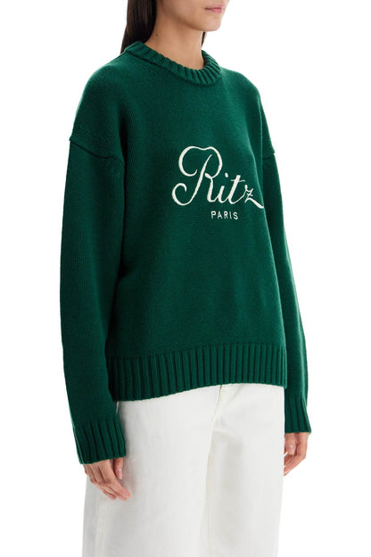 Cashmere Pullover With Ritz Paris Frame  - Green