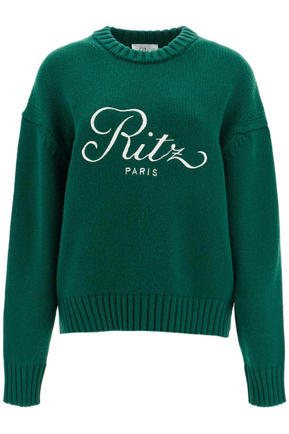 Cashmere Pullover With Ritz Paris Frame  - Green