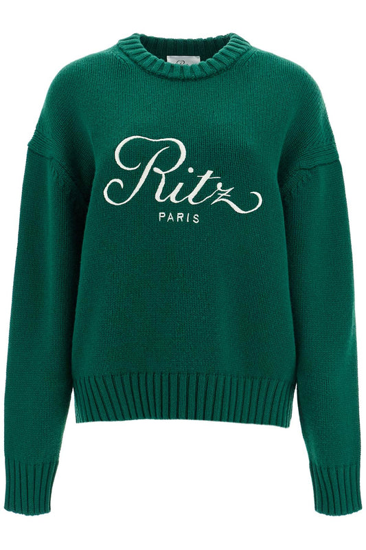 Cashmere Pullover With Ritz Paris Frame  - Green