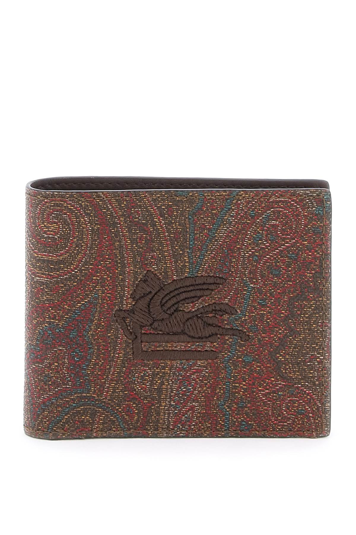 Paisley Bifold Wallet With Pegaso Logo  - Brown