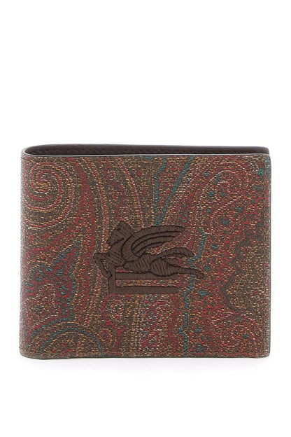 Paisley Bifold Wallet With Pegaso Logo  - Brown