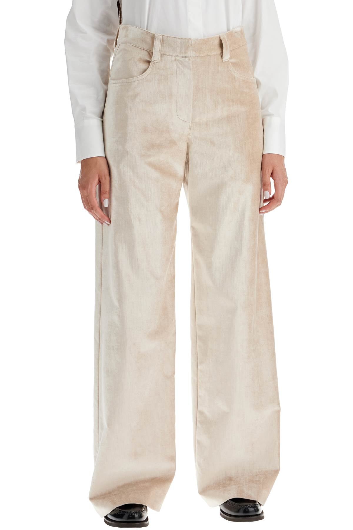 Velvet Pants For A Stylish Look.  - Beige