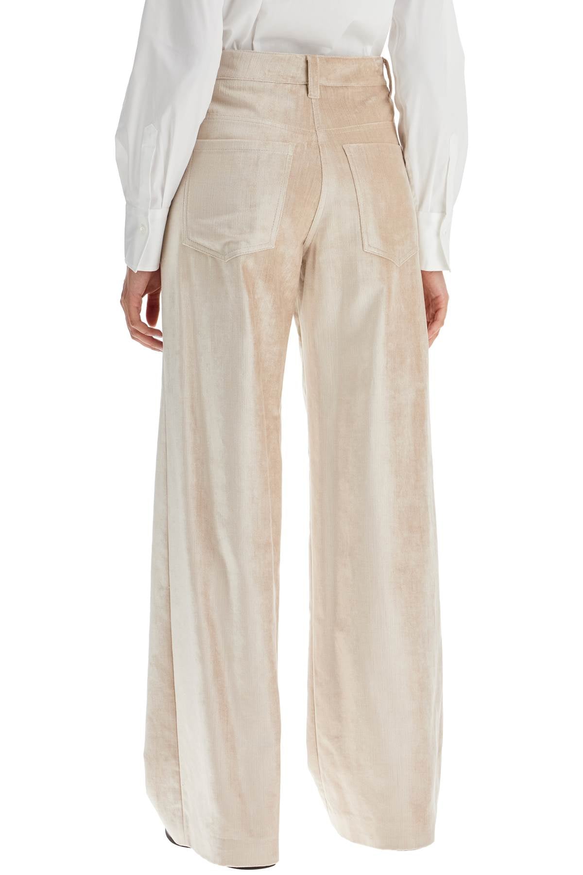 Velvet Pants For A Stylish Look.  - Beige