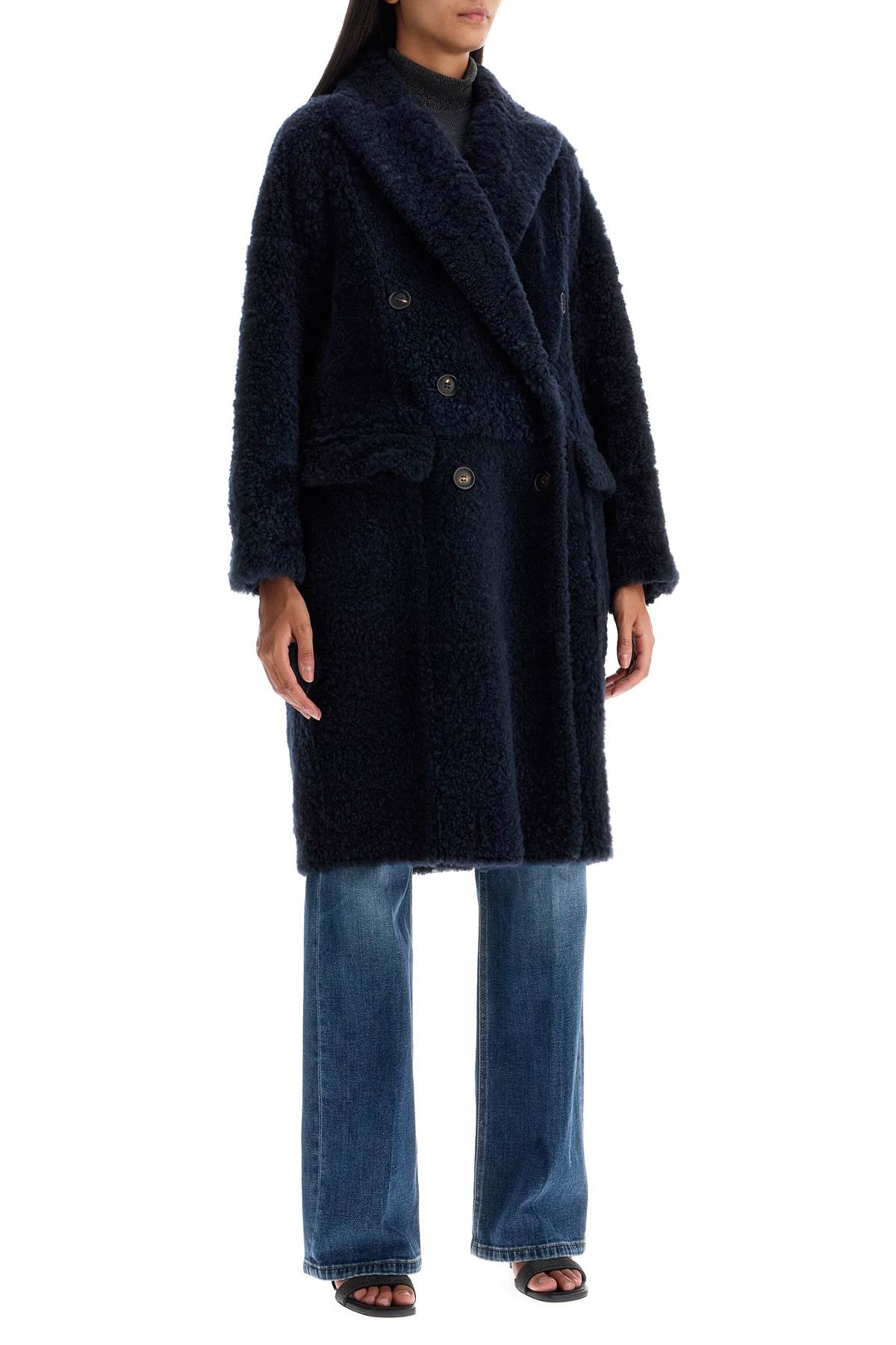 Shearling Frosty Effect Coat  - Blue