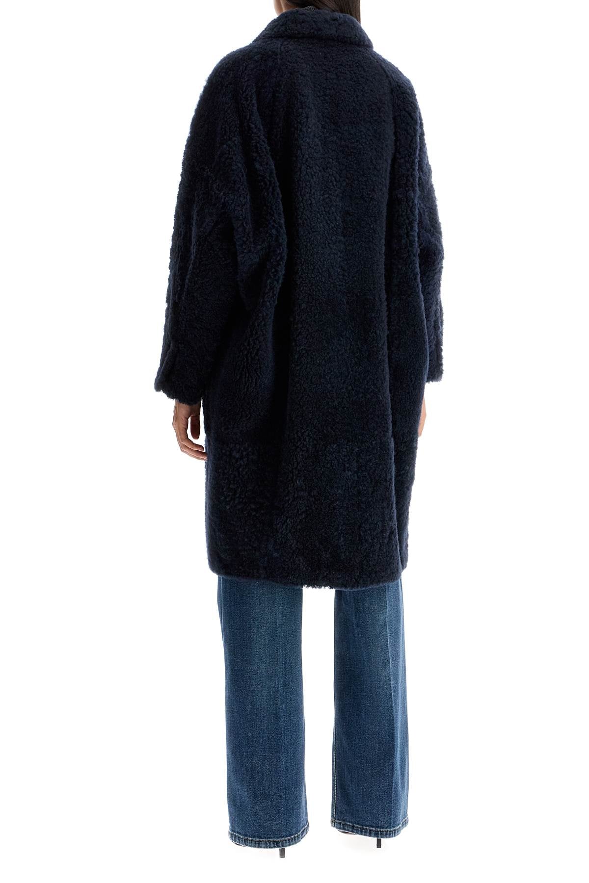 Shearling Frosty Effect Coat  - Blue