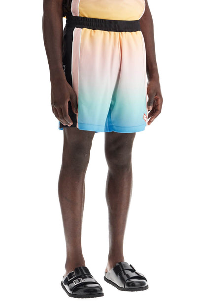 Pastel Gradient Football Bermuda Shorts  - Multicolor