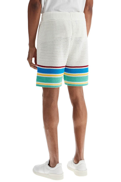 Crocheted Bermuda Shorts  - White