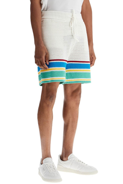 Crocheted Bermuda Shorts  - White