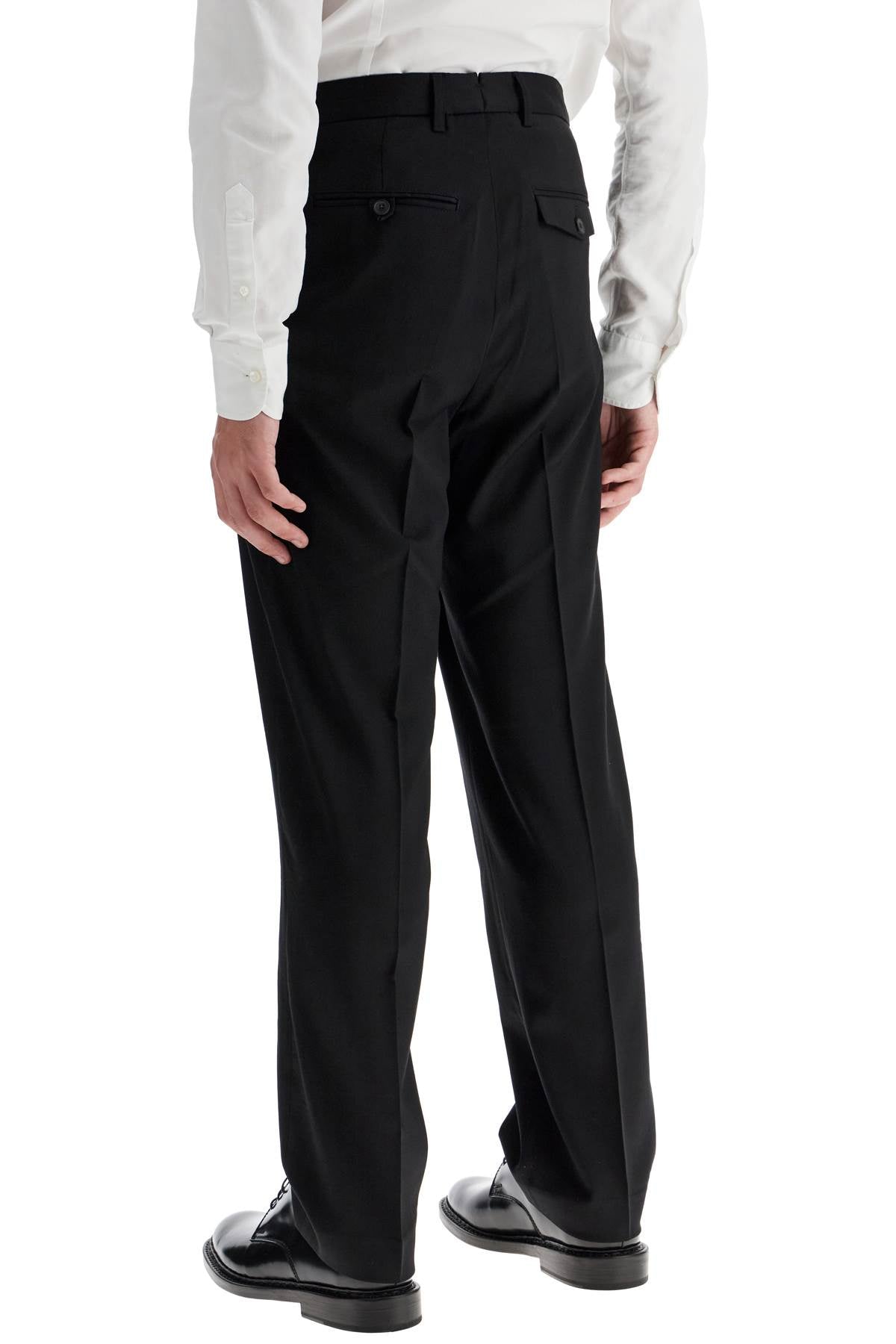 Combed Wool Chino 22 Trousers  - Black