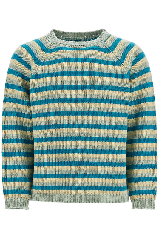 Striped Wool Pullover Sweater  - Green