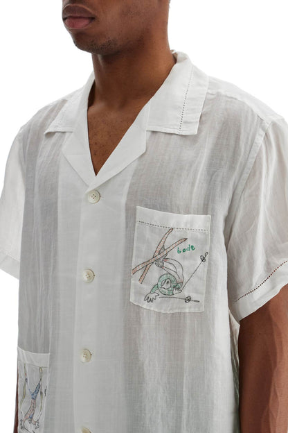 Embroidered Linen Shirt  - White