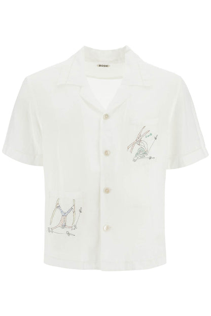 Embroidered Linen Shirt  - White