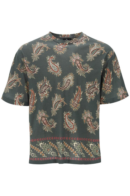 T-shirt Girocollo Con Stampa Paisley  - Blue