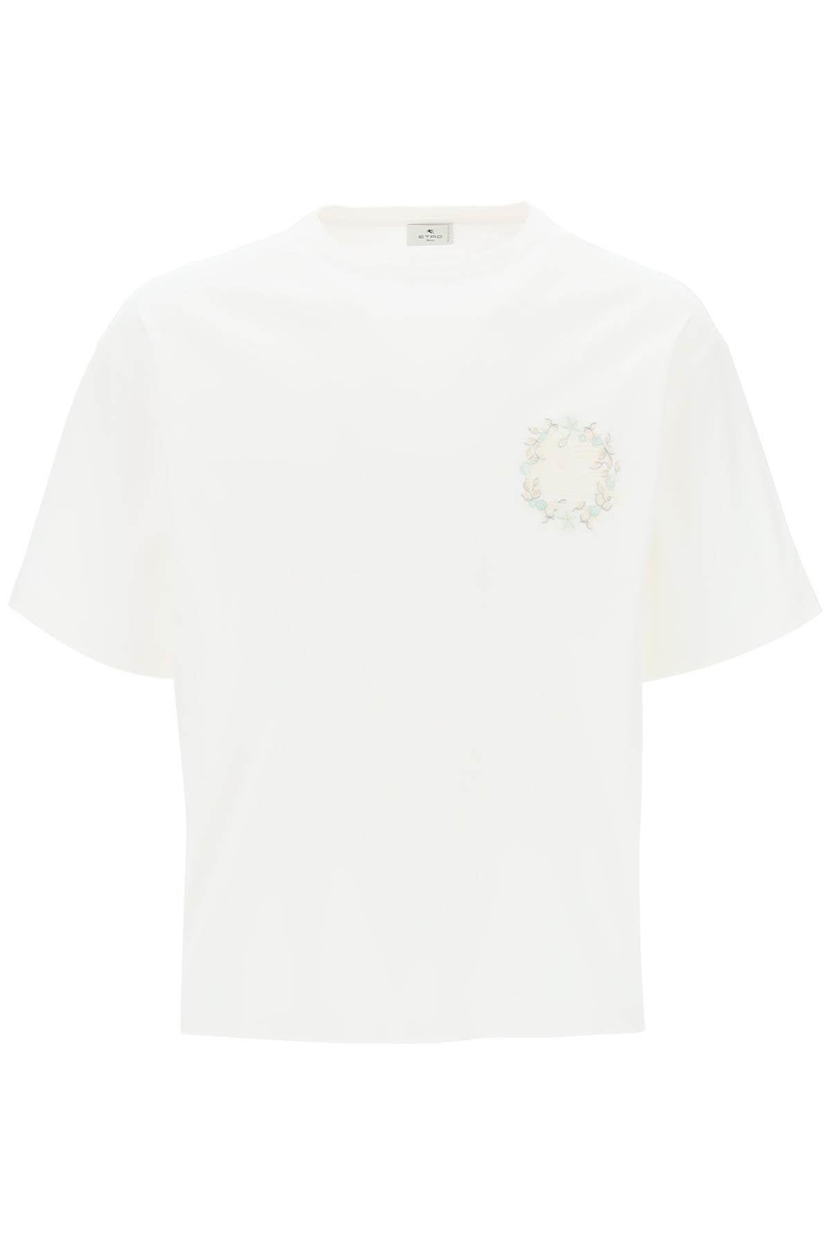 Floral Pegasus Embroidered T-shirt  - White