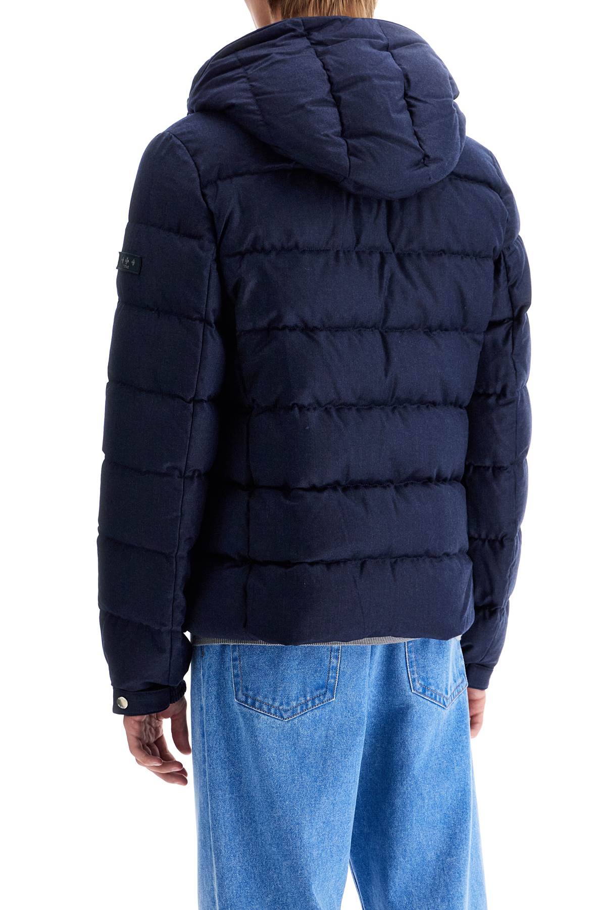 Short Wool Down Jacket  - Blue