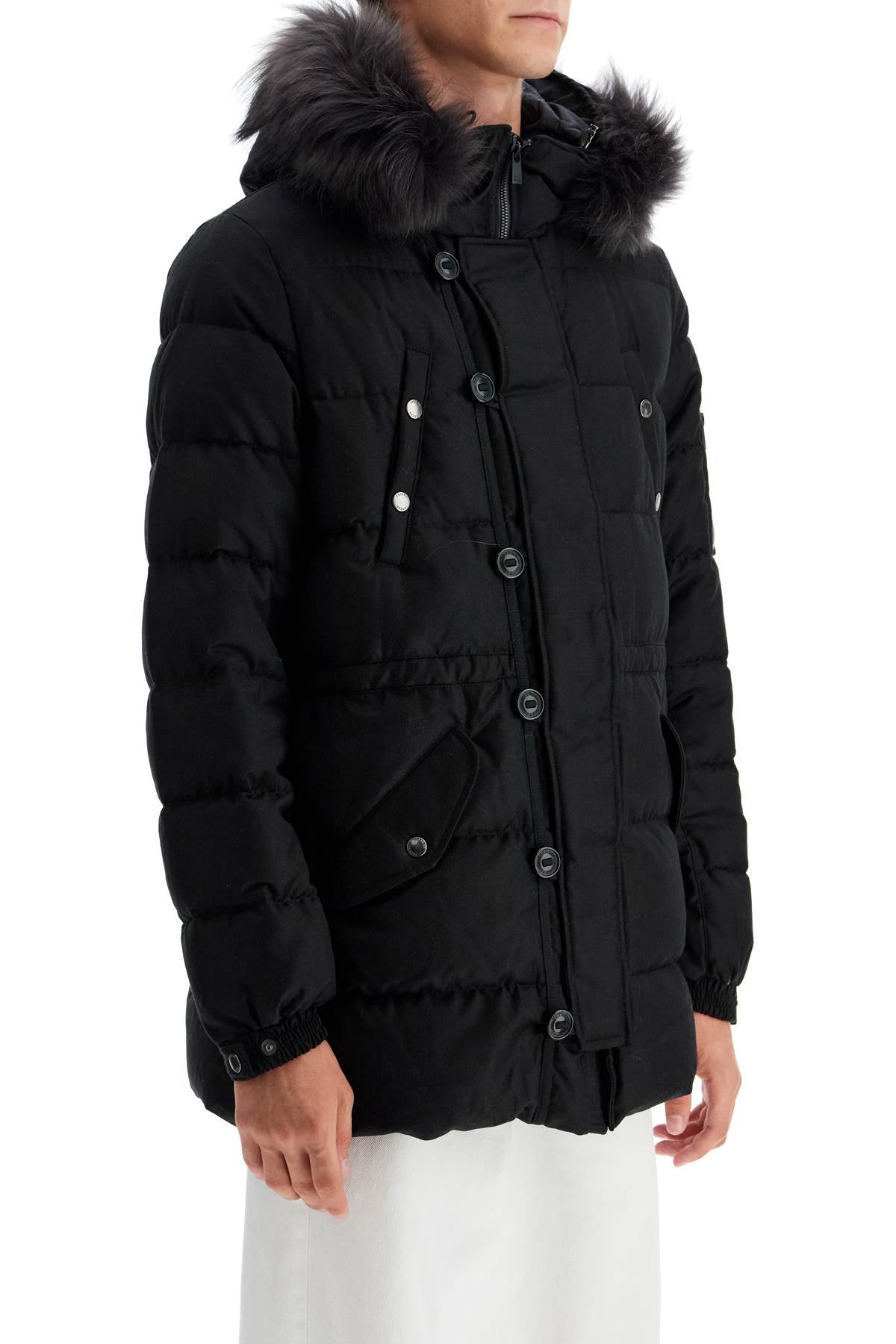 Down Jacket With Wool And Silk Lining  - Black