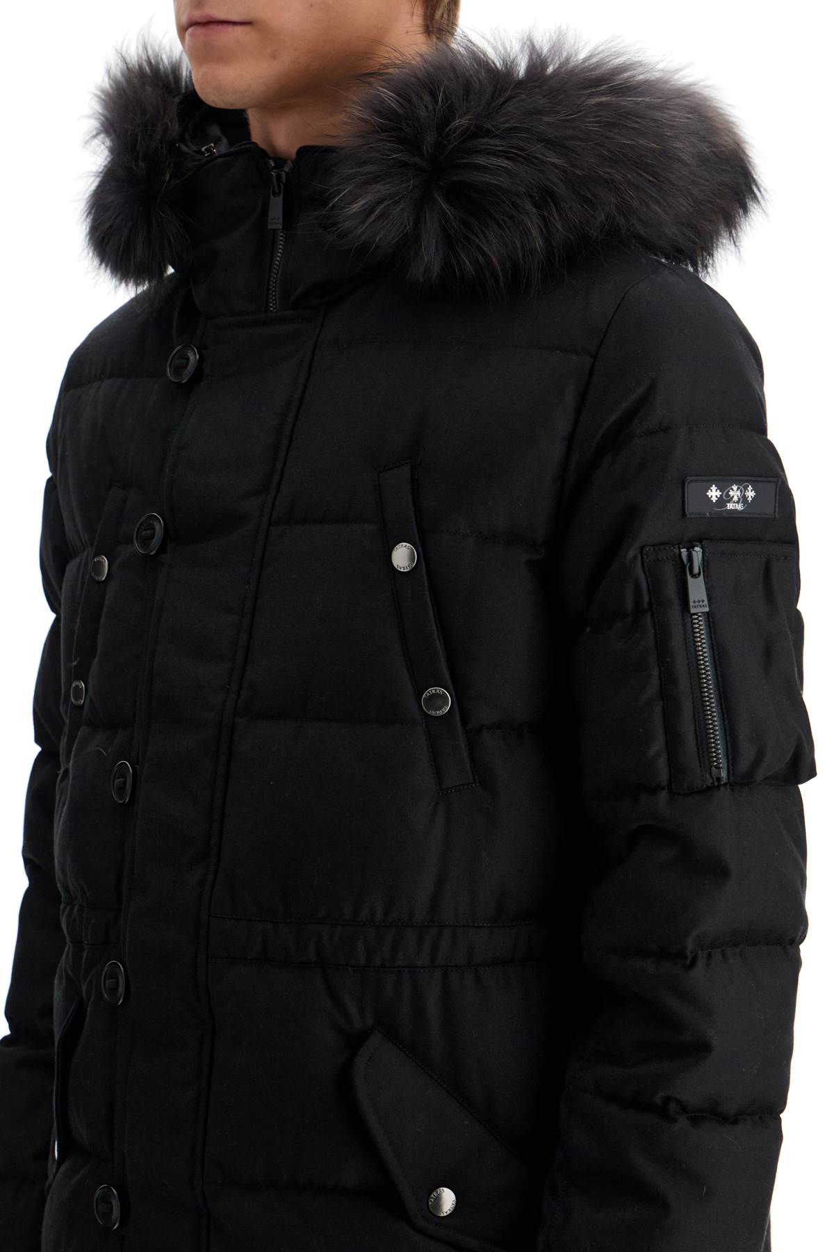 Down Jacket With Wool And Silk Lining  - Black