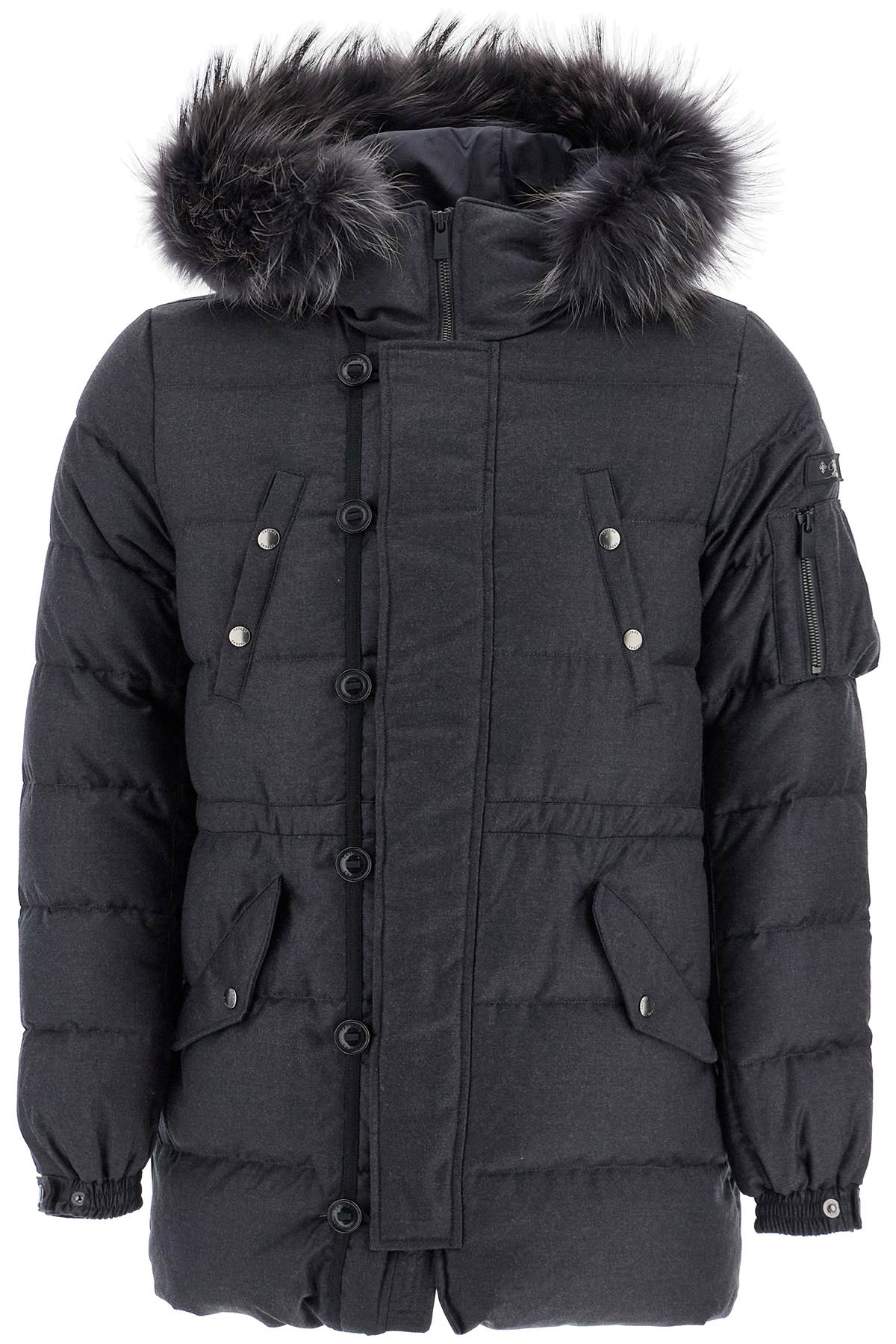 Down Jacket With Wool And Silk Lining  - Grey