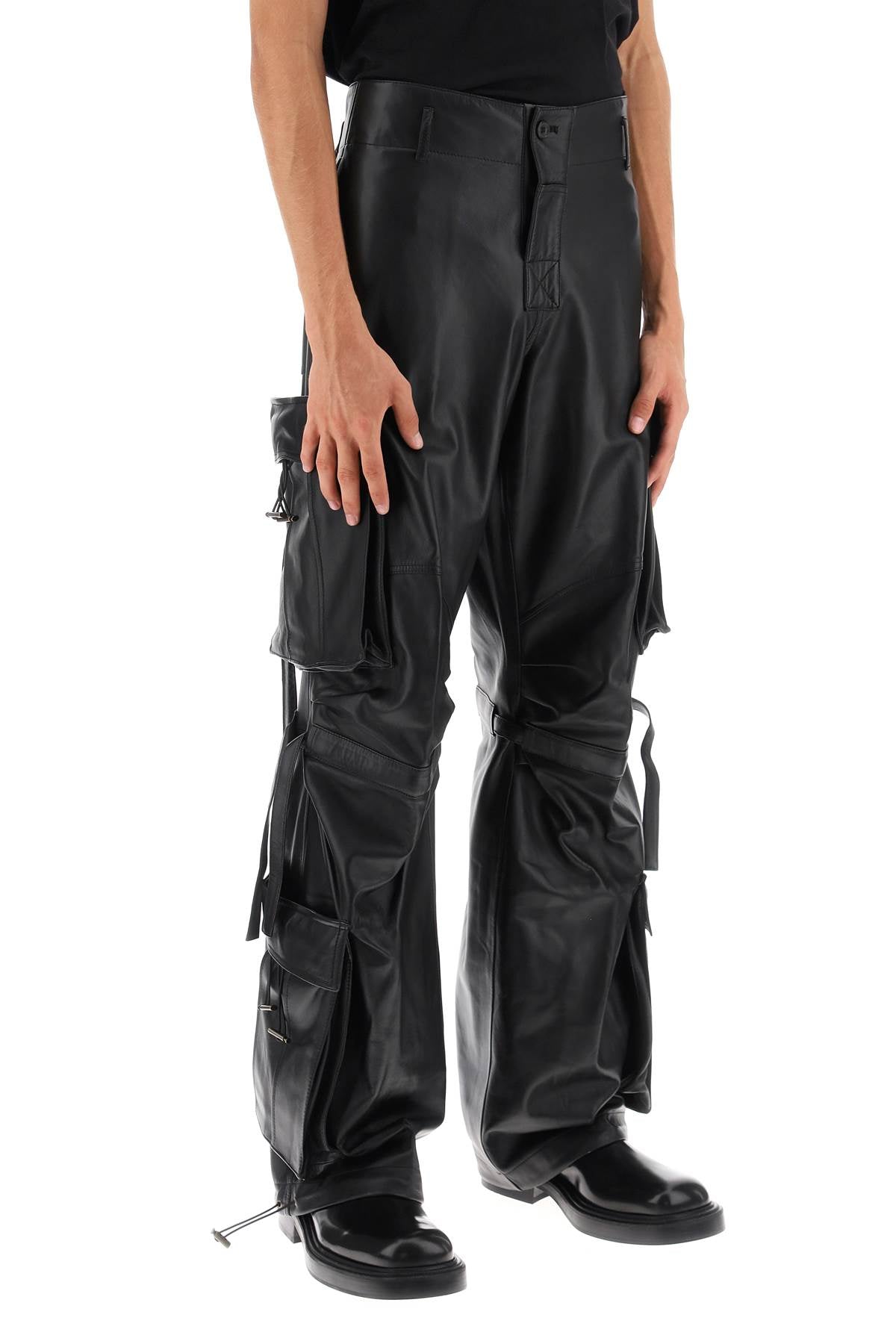 Luis Lamb-leather Cargo Pants  - Black