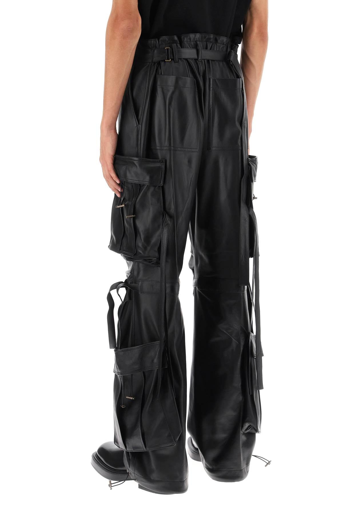 Luis Lamb-leather Cargo Pants  - Black