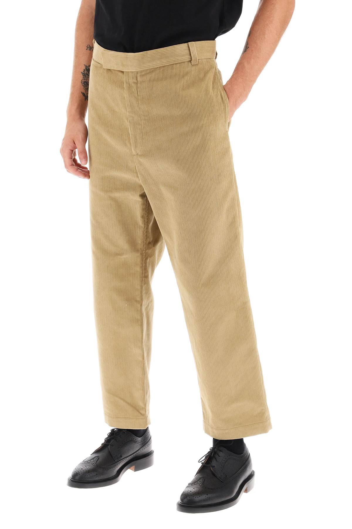 Cropped Pants In Corduroy  - Beige