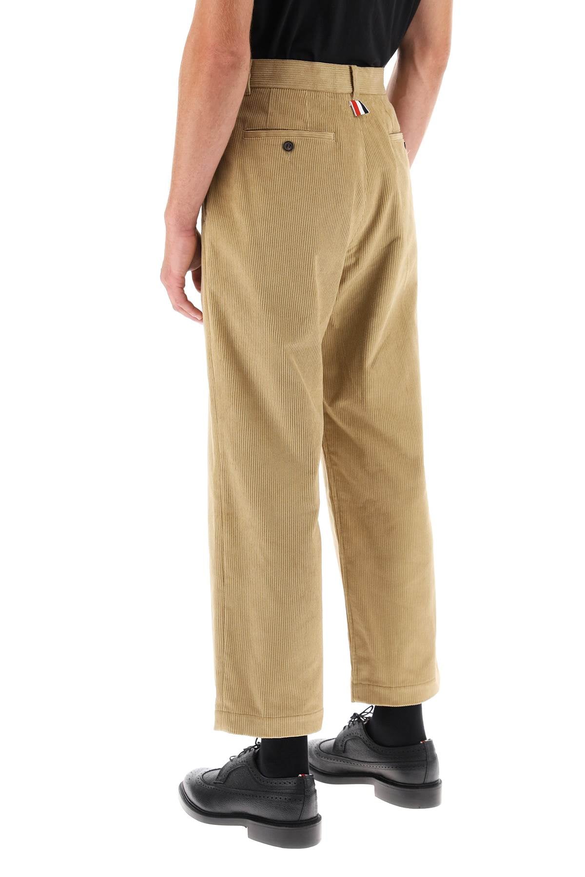 Cropped Pants In Corduroy  - Beige