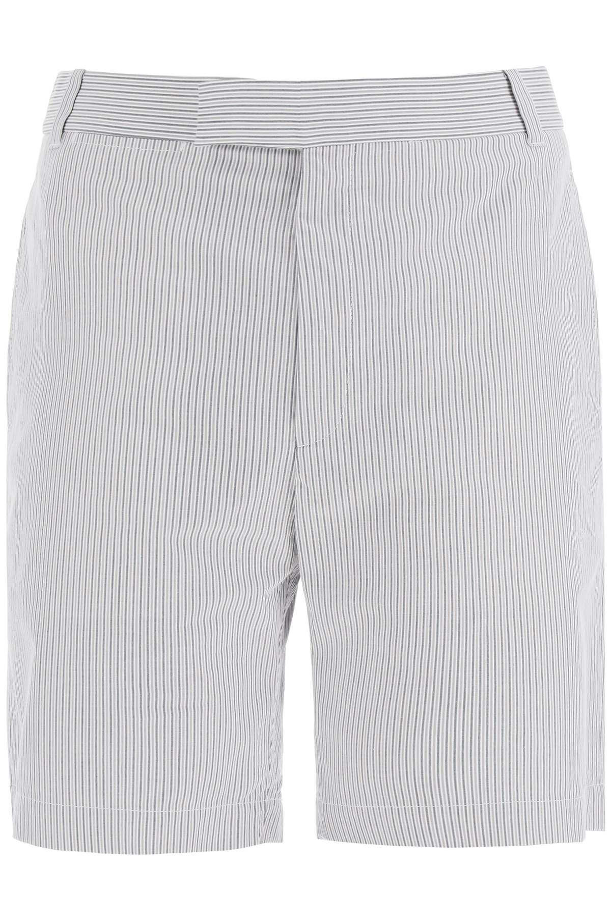 Striped Cotton Bermuda Shorts For Men  - Grey