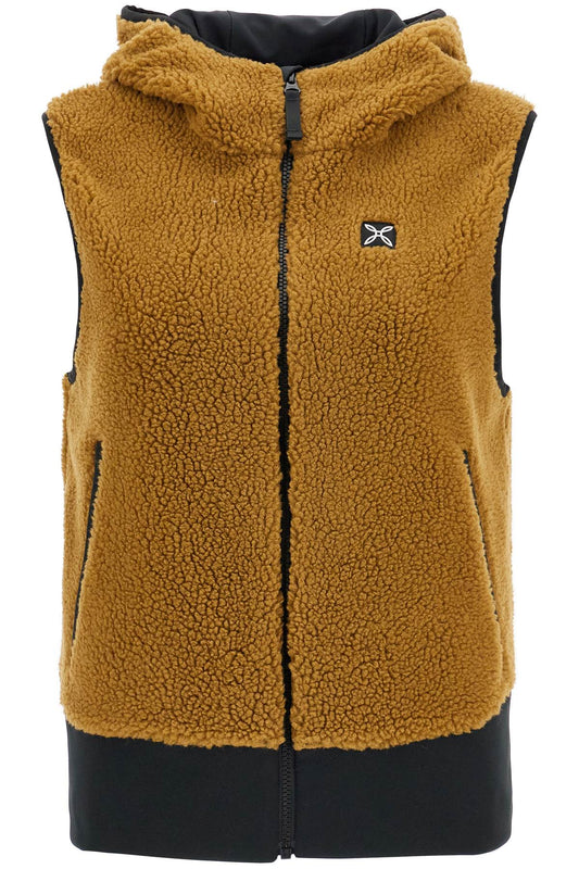 Sherpa Hooded Vest With  - Brown