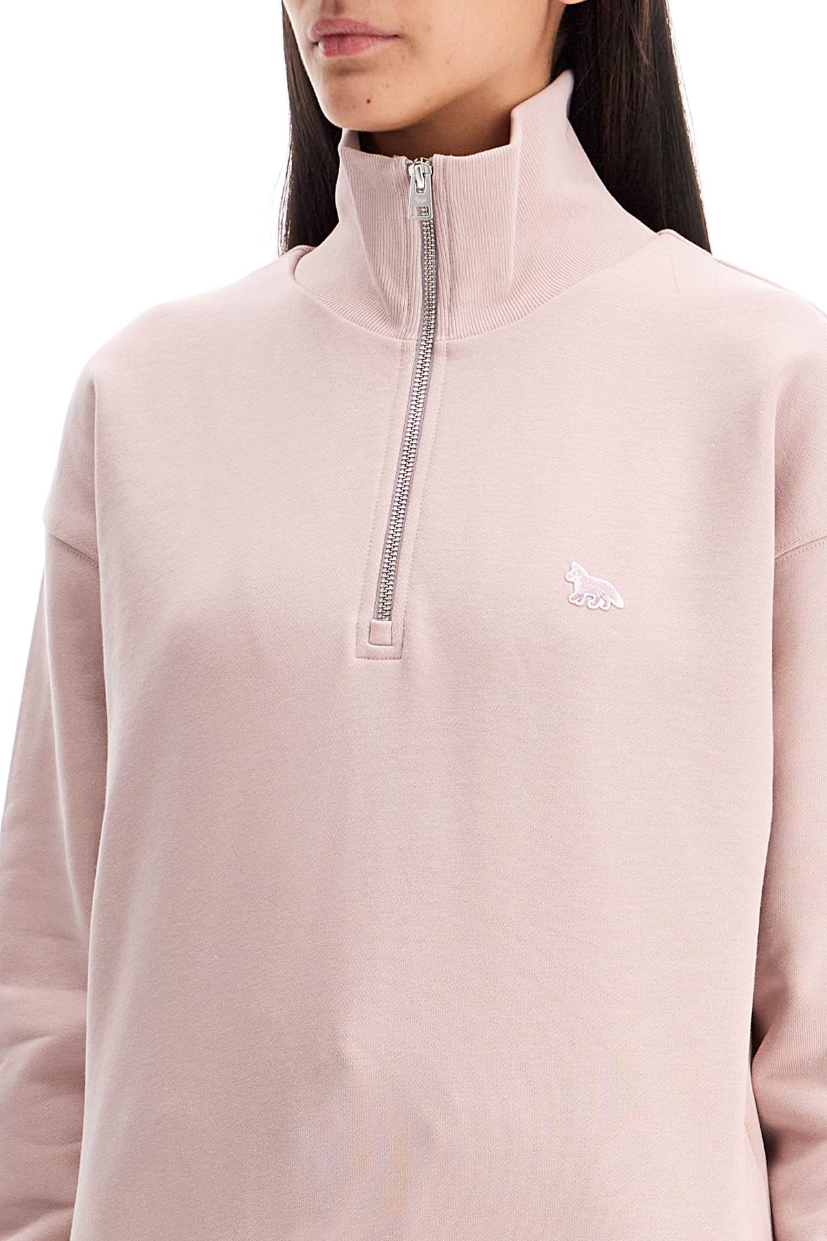 'high-neck Baby Fox Sweatshirt'  - Pink