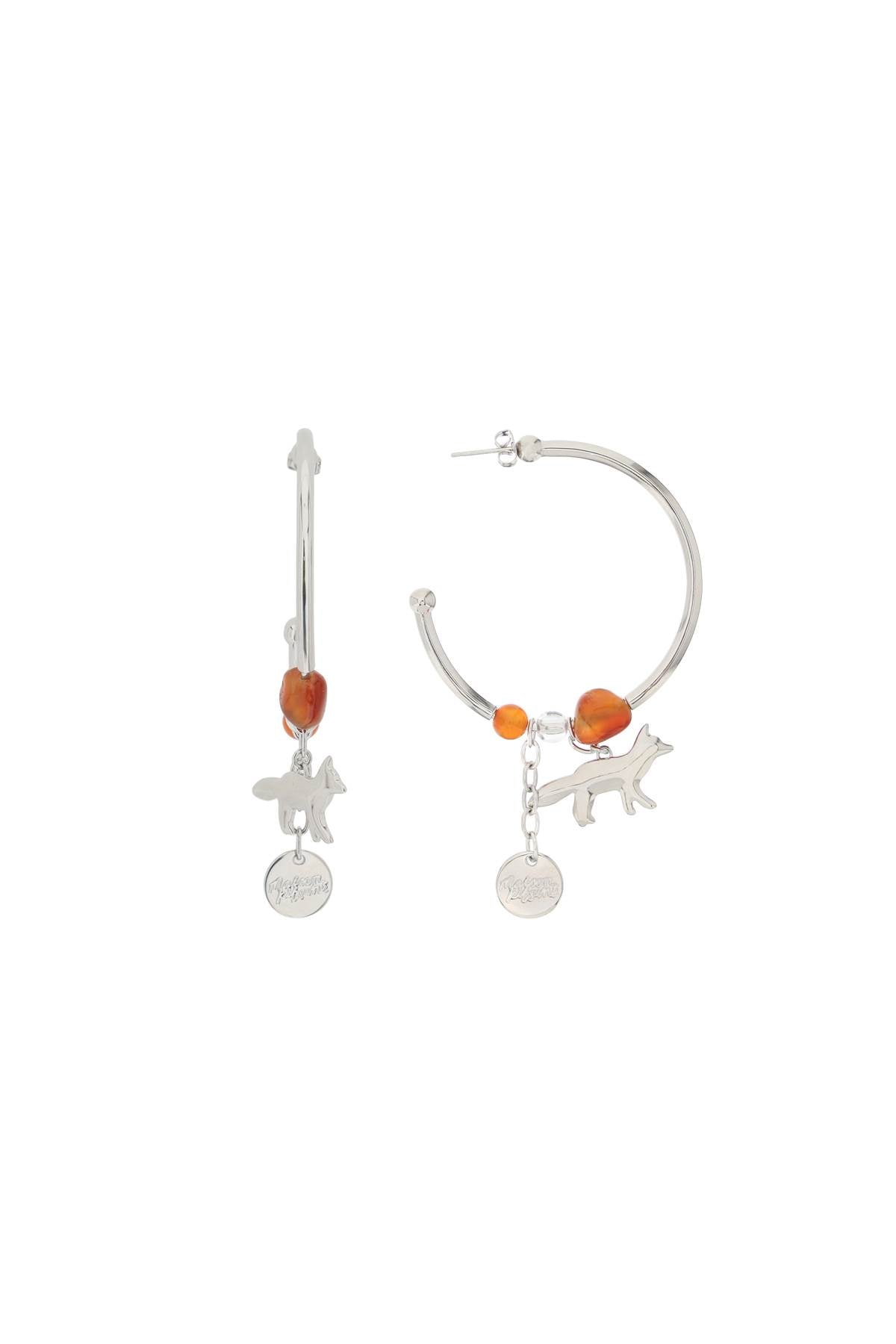 Fox & Beads Hoop Earrings  - Argento