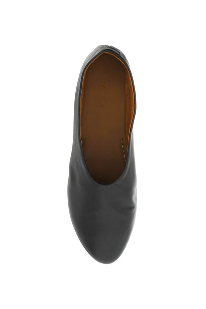 Leather Coltellaccio Ballet Flats  - Black