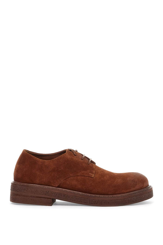 Suede Leather Lace-up Derby Shoes With  - Brown