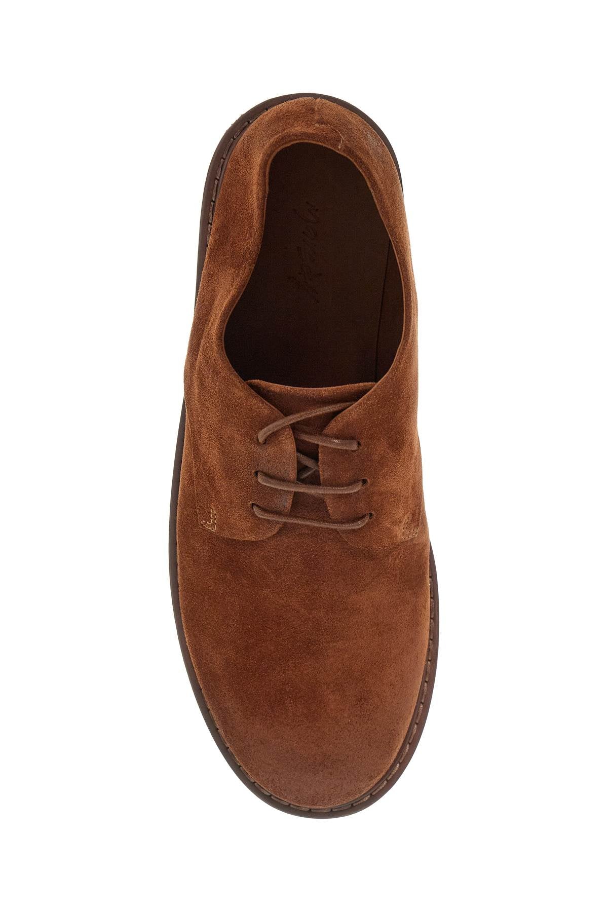 Suede Leather Lace-up Derby Shoes With  - Brown