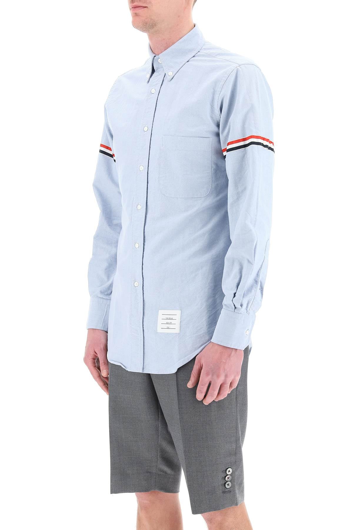 Oxford Button-down Shirt With Rwb Armbands  - Light Blue