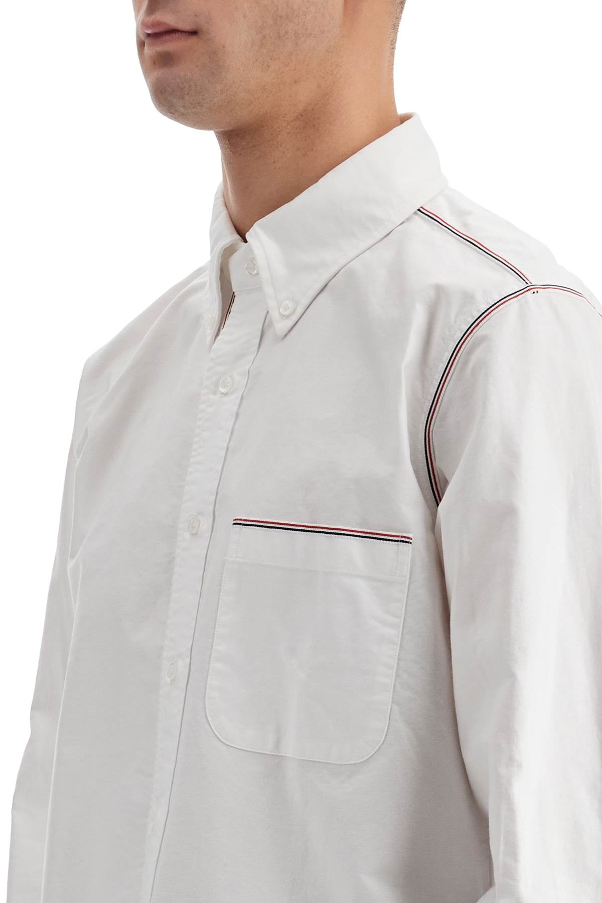 Button-down Shirt With Gros-grain Trim  - White