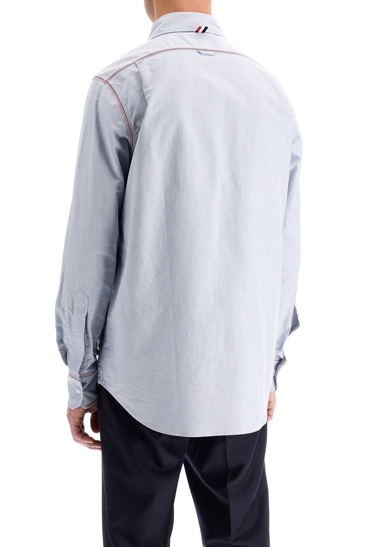 Button-down Shirt With Gros-grain Trim  - Light Blue