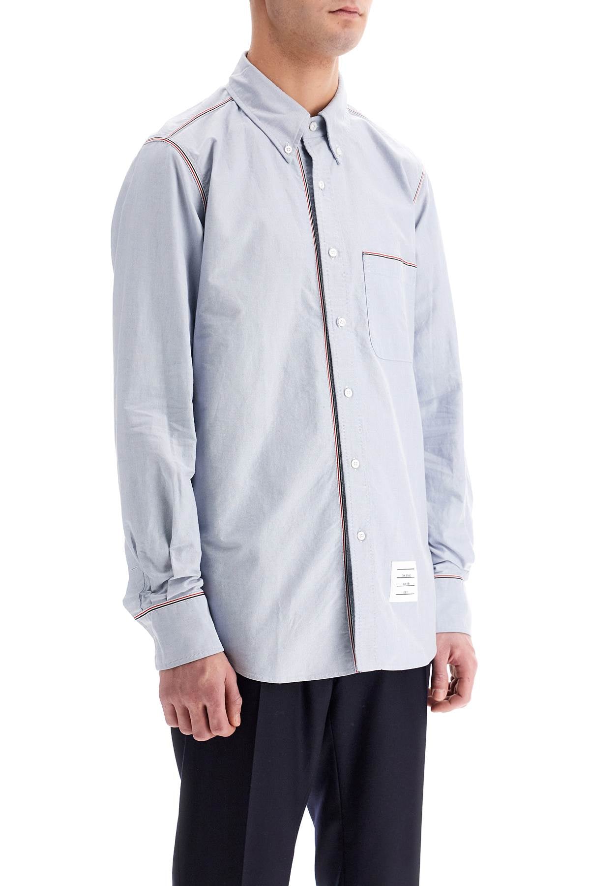 Button-down Shirt With Gros-grain Trim  - Light Blue