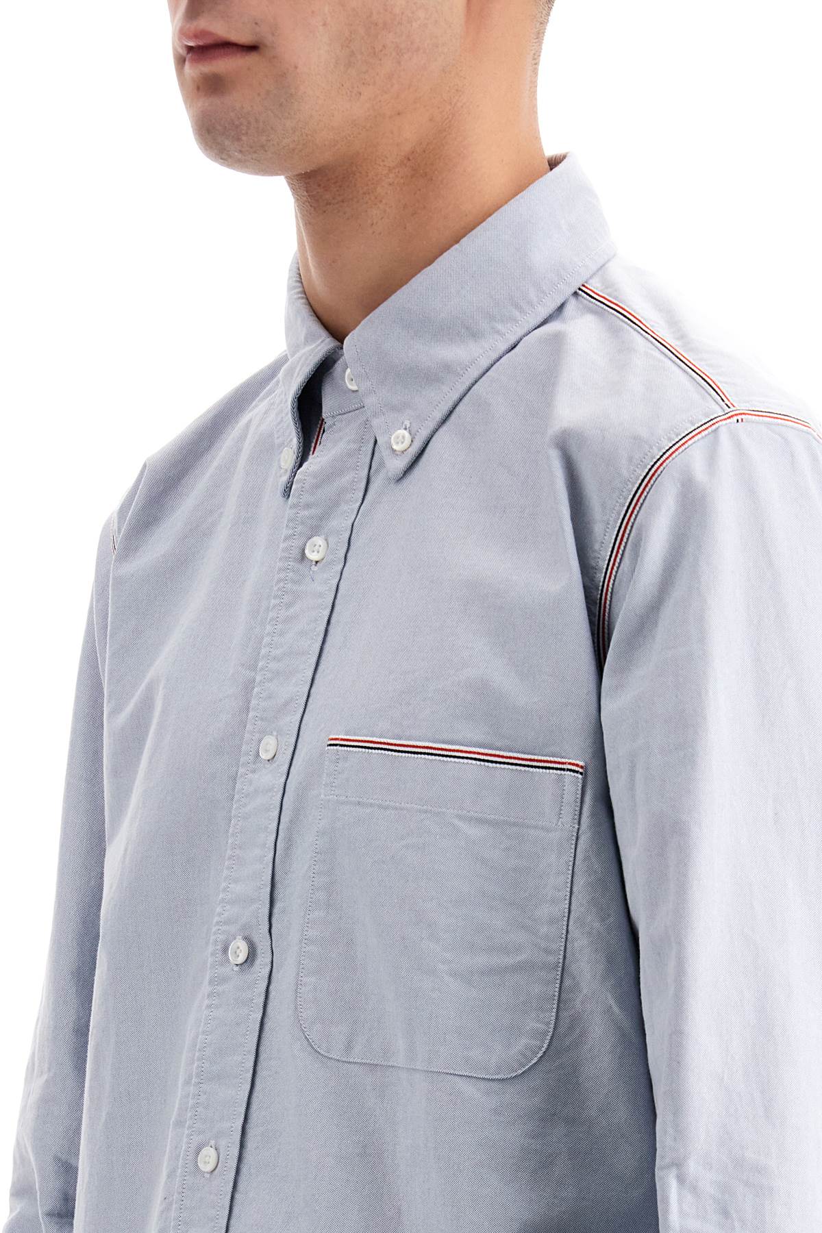 Button-down Shirt With Gros-grain Trim  - Light Blue