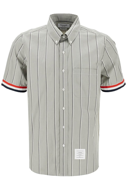 Striped Short-sleeved Shirt  - Grey