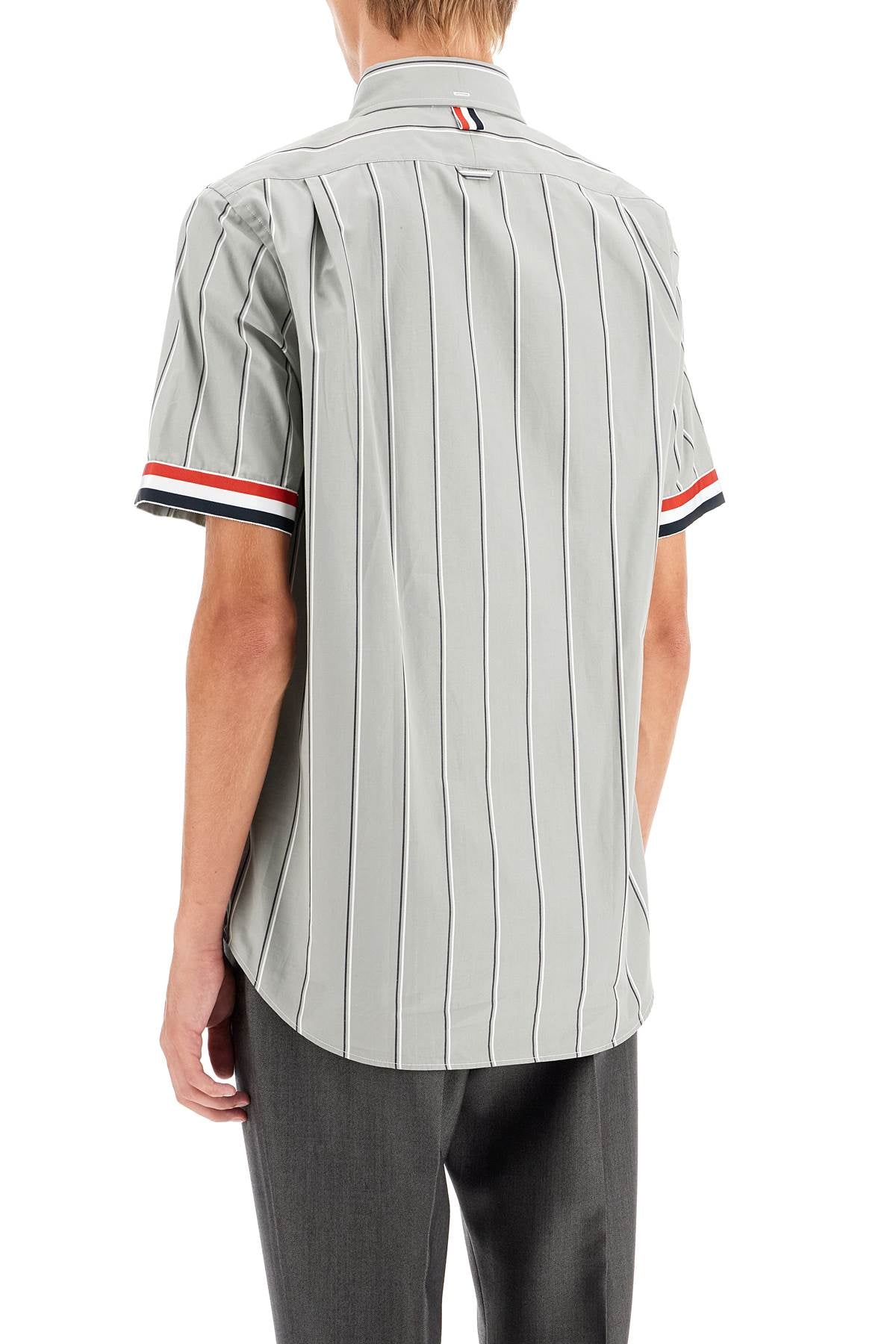 Striped Short-sleeved Shirt  - Grey