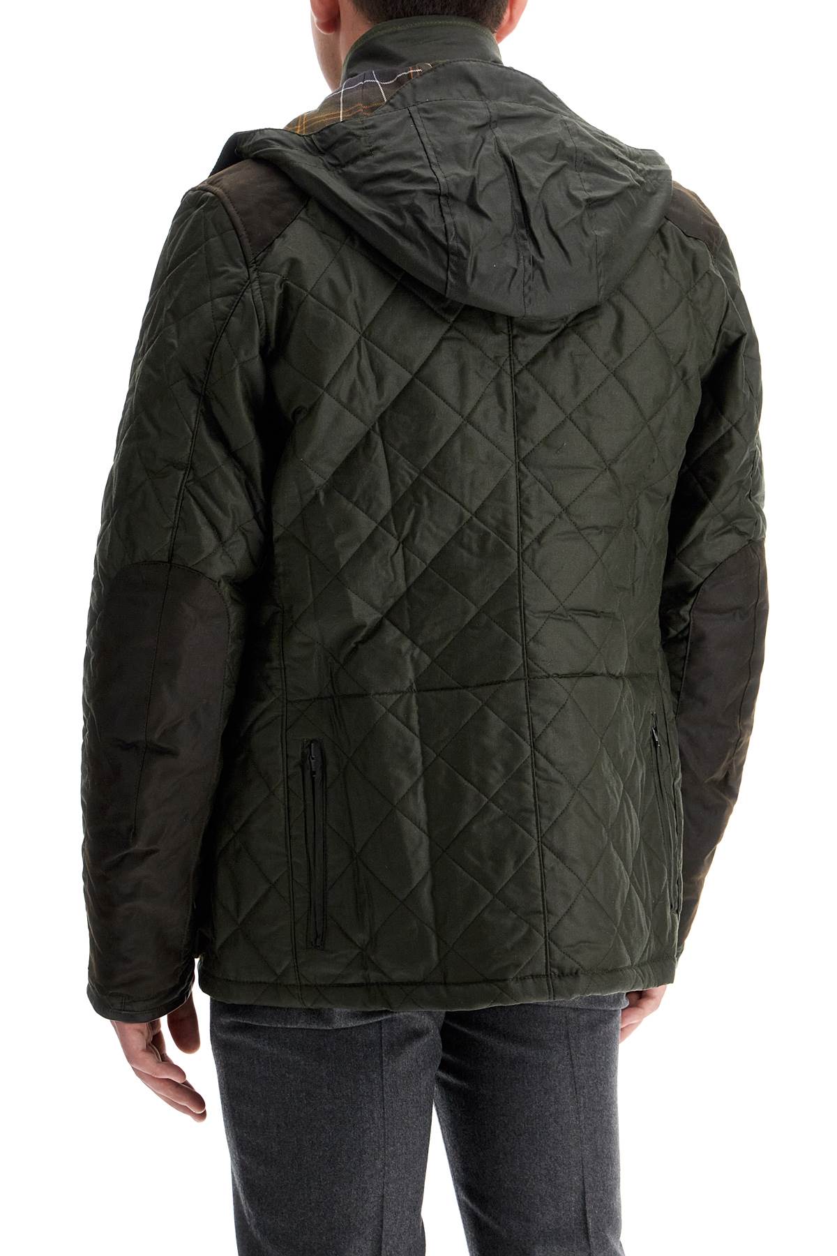 Jacket With Quilted Wax Finish  - Green