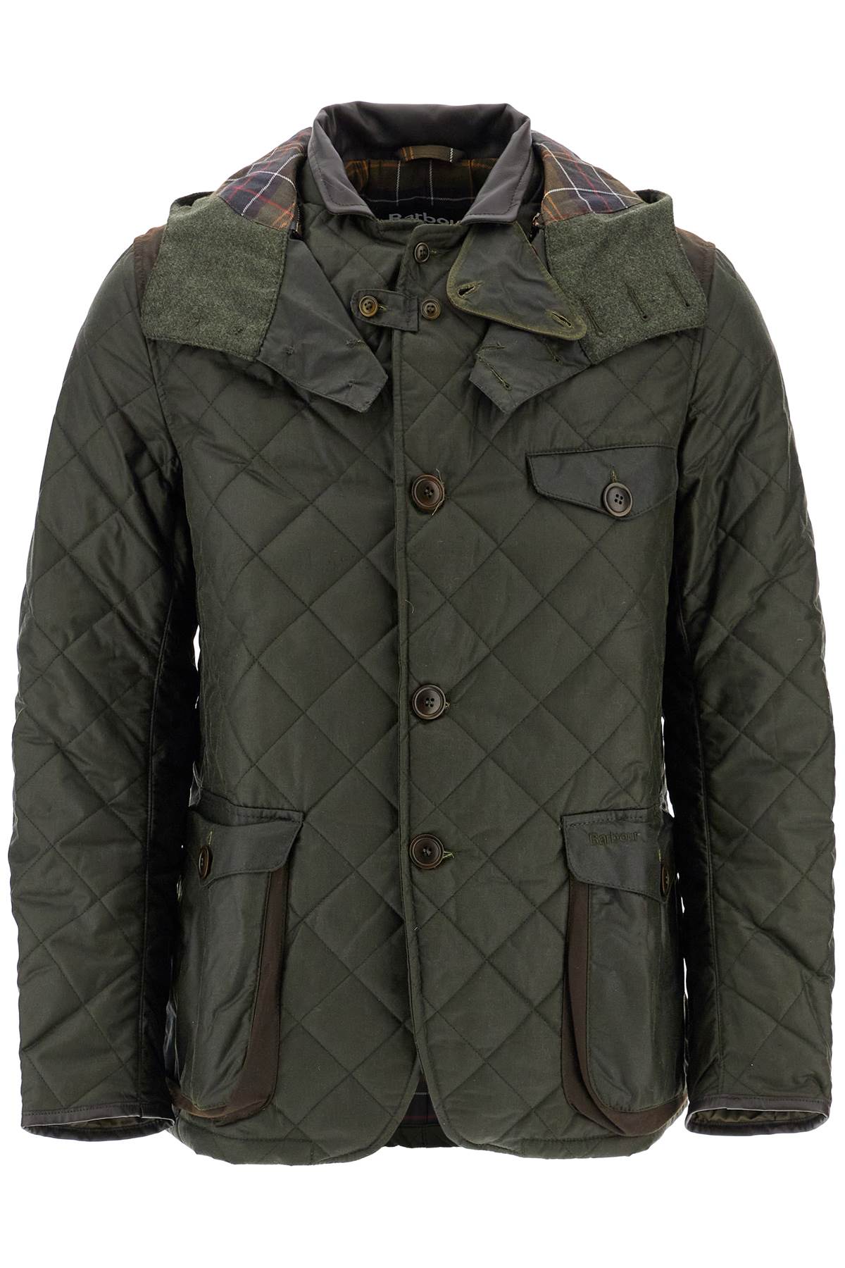 Jacket With Quilted Wax Finish  - Green