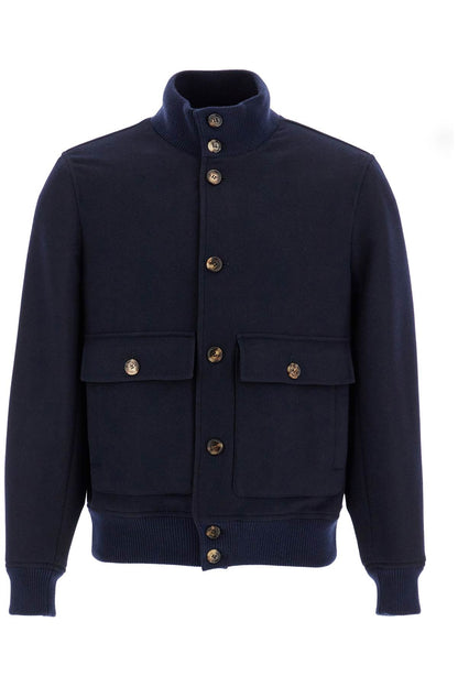 Beaver Bomber Jacket In Italian  - Blue