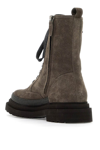 Suede Boots With Decorative Buckle  - Neutro