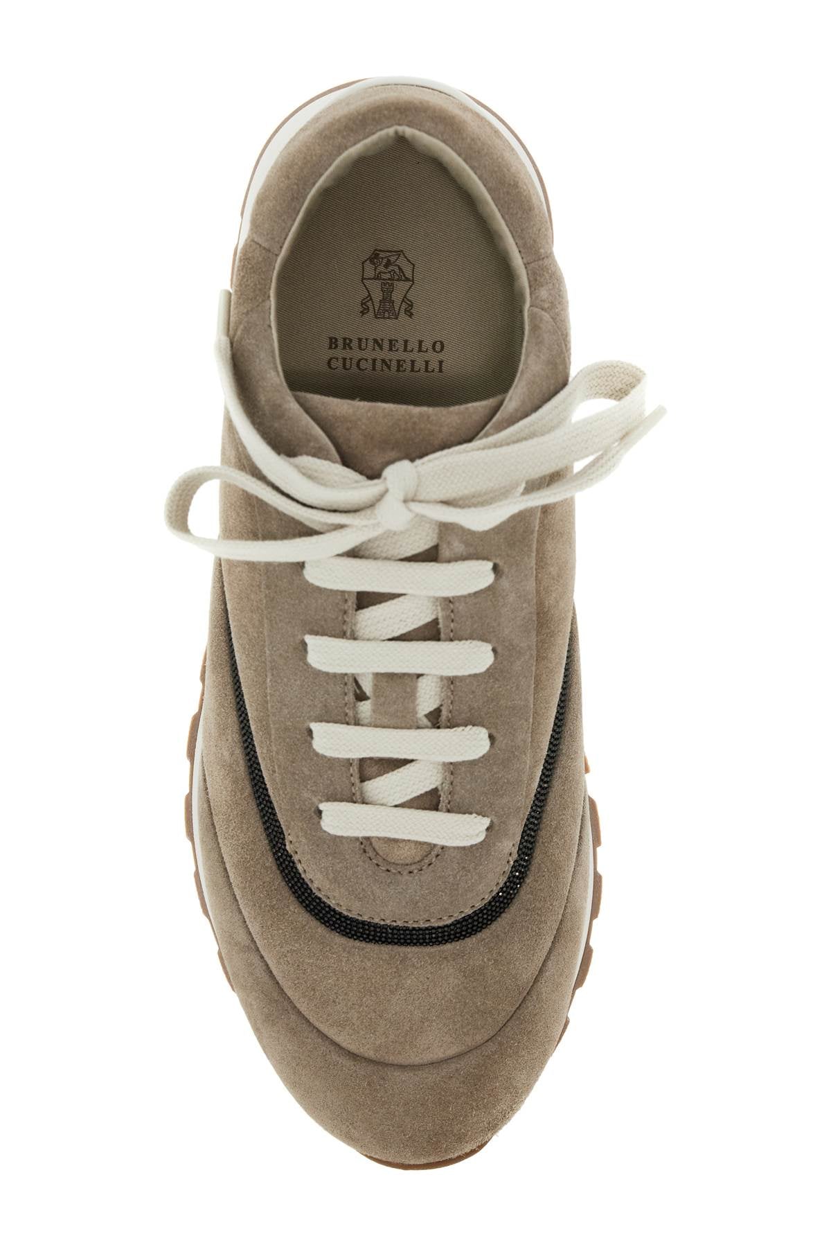 Wool Sneakers With Precious Stripe Design  - Neutro