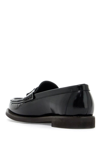 Minimal Shiny Tassel Calfskin Lo  - Black