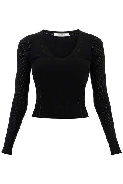 Knitted Sweater With Perforated Details '  - Black