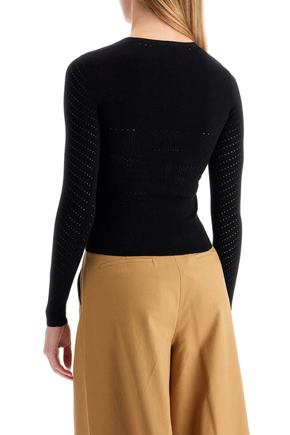 Knitted Sweater With Perforated Details '  - Black