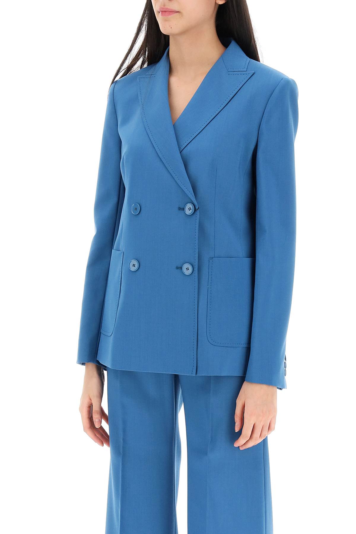 'nervoso' Double-breasted Jacket In Light Wool  - Light Blue